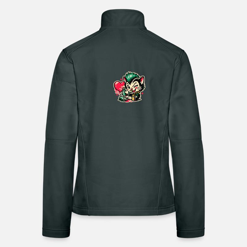 Kätzchen Graffiti mit Herz Frauen Softshelljacke