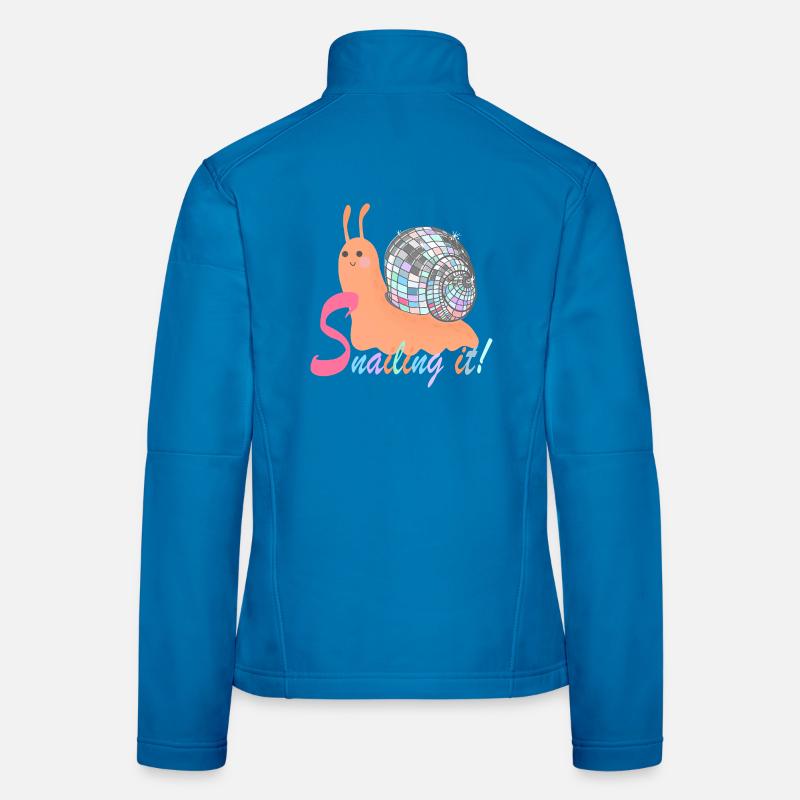 Snailing It! – Colorful Snail with Disco Ball - Women's Softshell Jacket - light blue