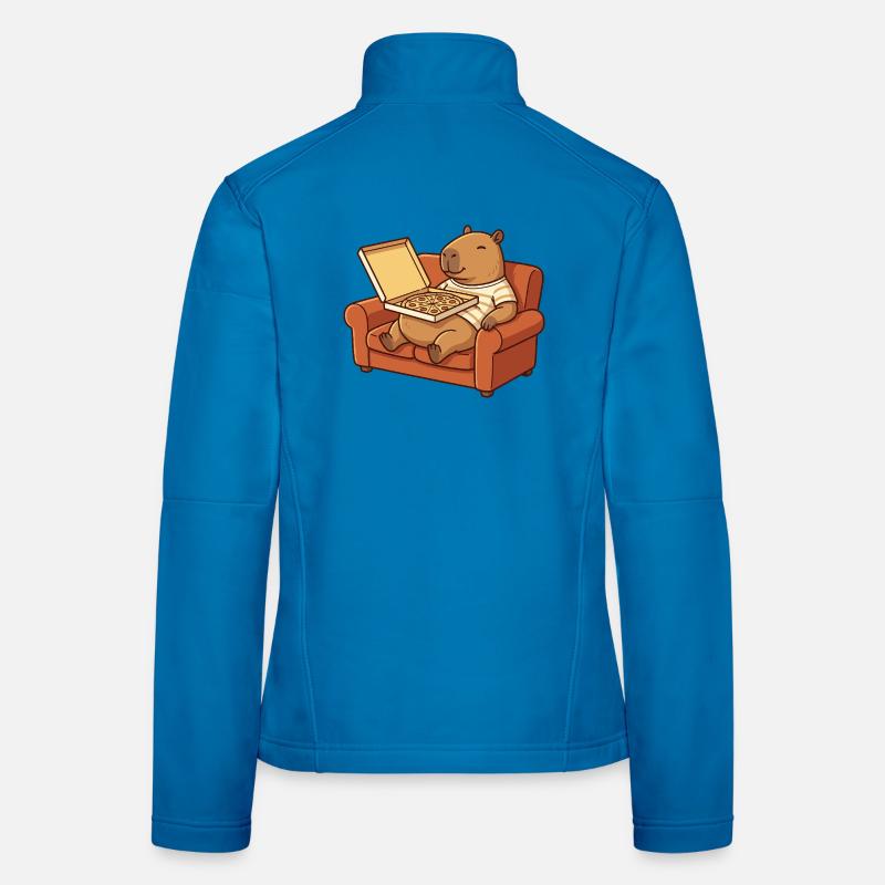 Capybara Sofa Pizza gemütliches Tierdesign Frauen Softshelljacke