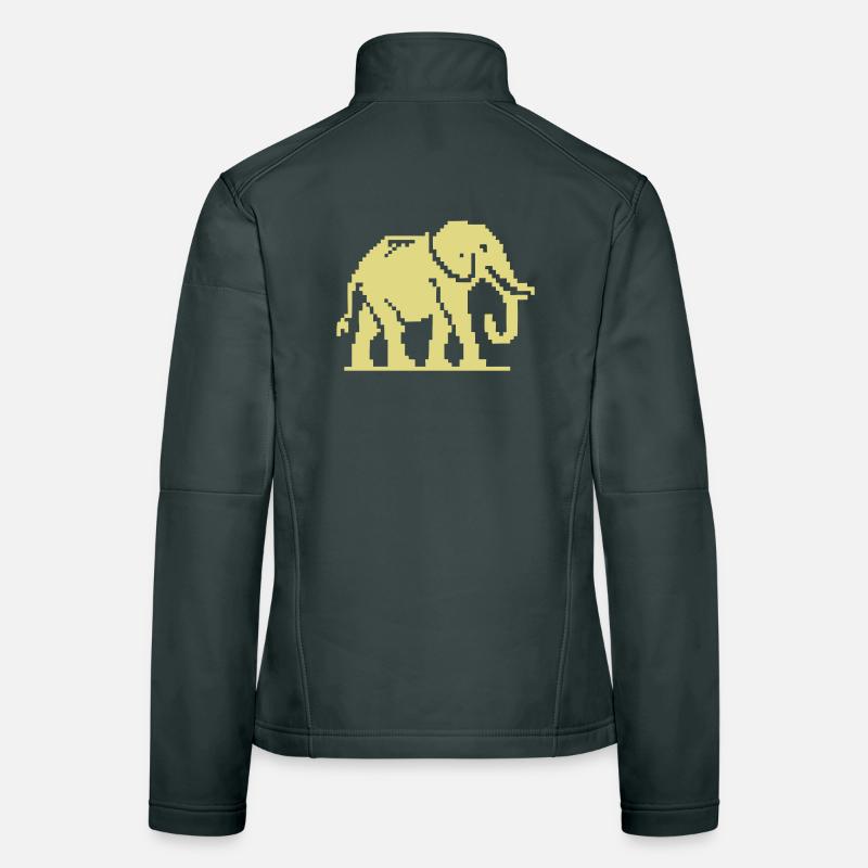 Pixel Elephant Jaune Rétro Veste en tissu softshell Femme