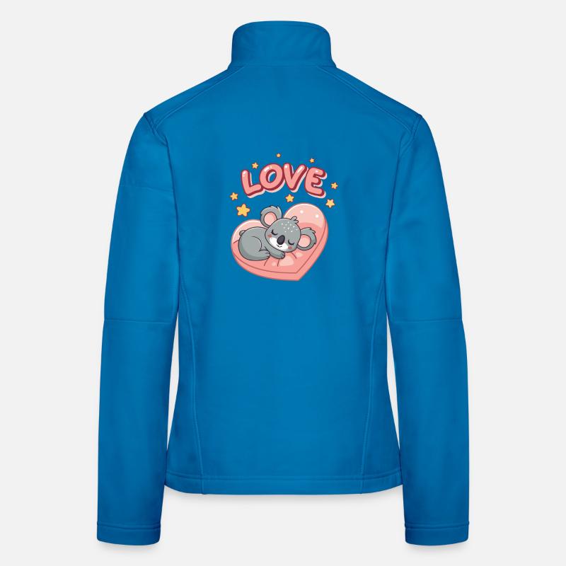 Koala sleeps on pastel heart Women's Softshell Jacket