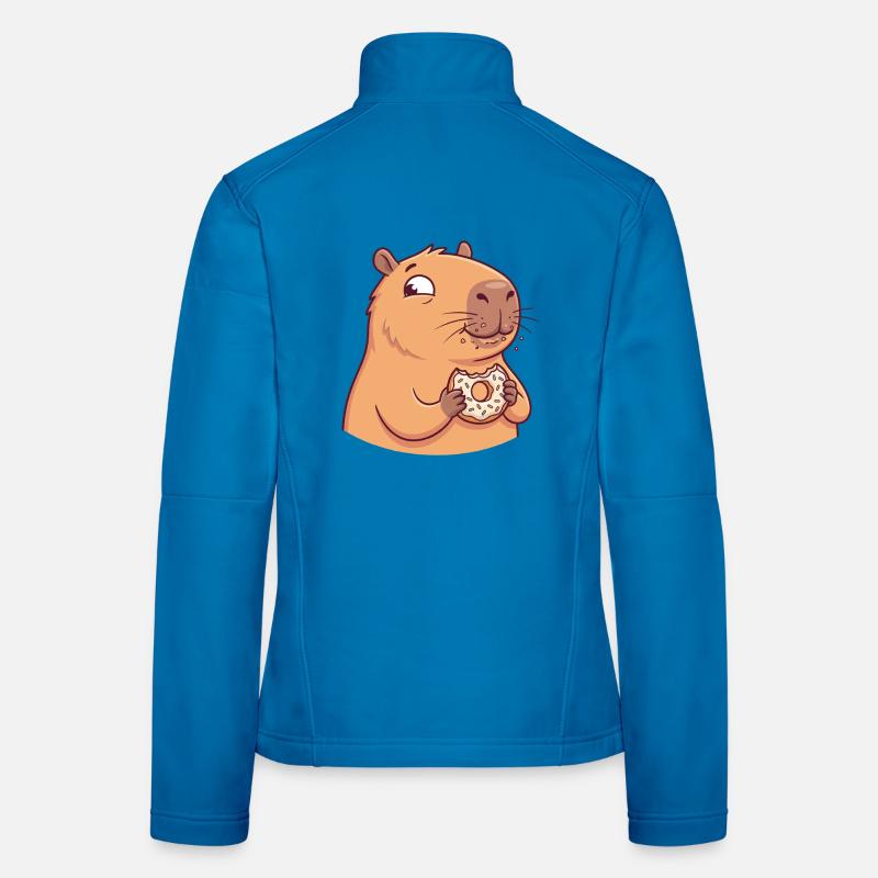 Capybara with donut funny cute animal motif - Women's Softshell Jacket - light blue