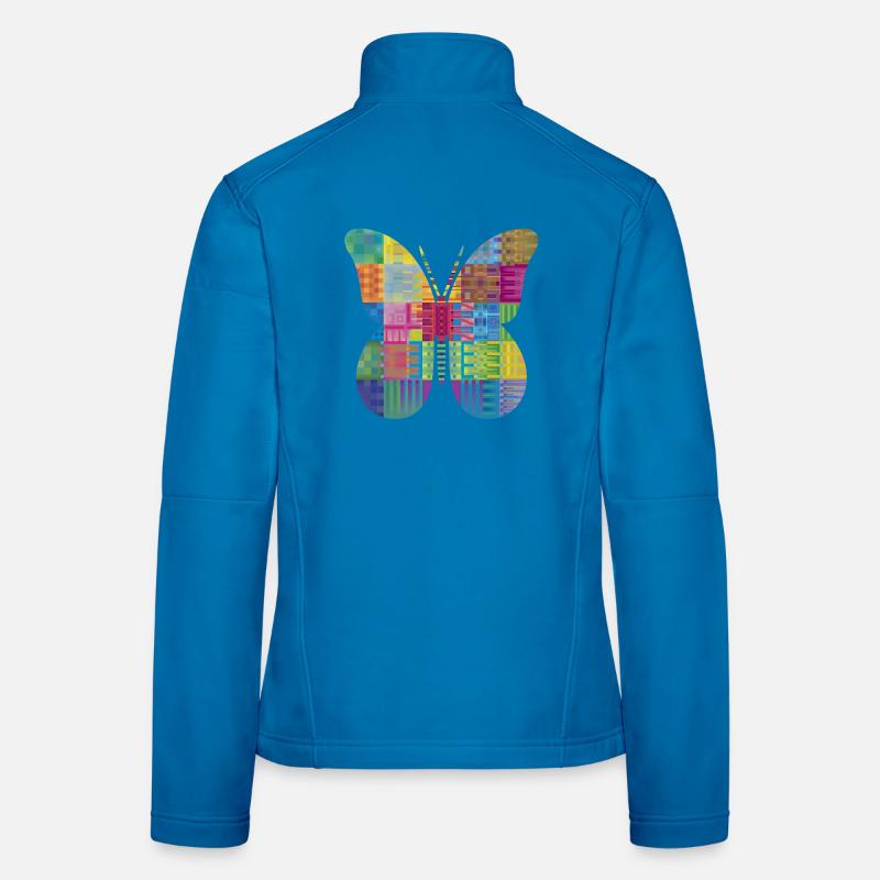 Bunter Patchwork-Schmetterling Frauen Softshelljacke