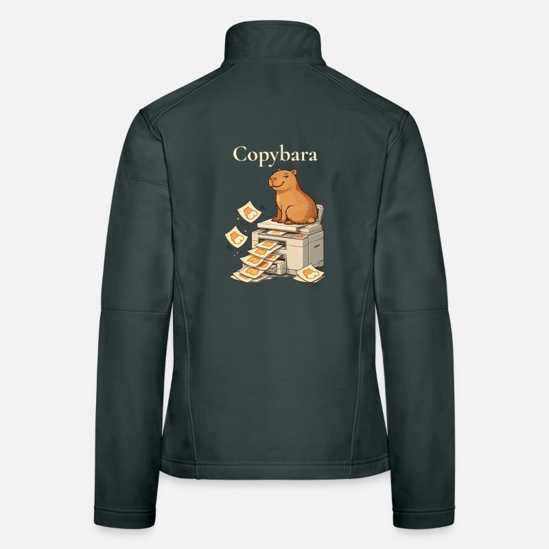 Copybara Capybara on Copier Office Humor Women's Softshell Jacket