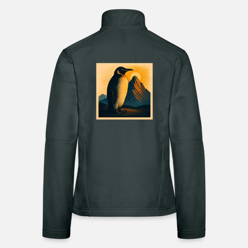 Sun penguin at the mountain panorama Women's Softshell Jacket