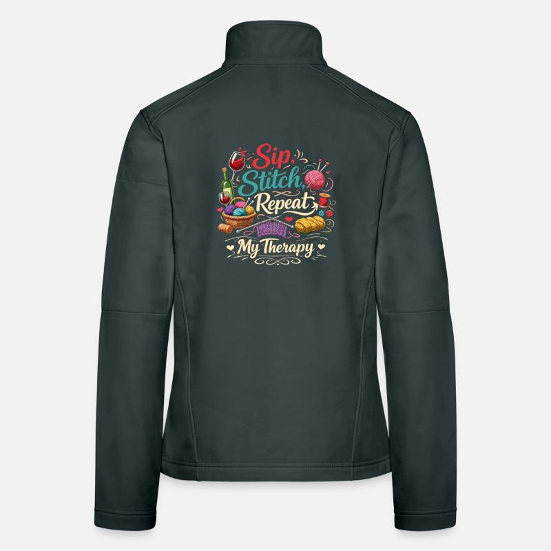 Sip Stitch Repeat Therapy Women's Softshell Jacket