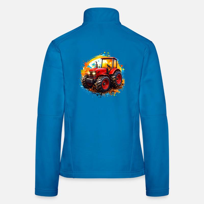 Roter Traktor mit Farbspritzern  Frauen Softshelljacke