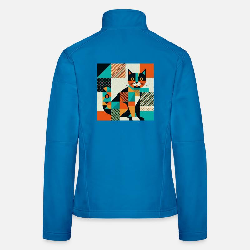 Silhouette géométrique de chat Veste en tissu softshell Femme