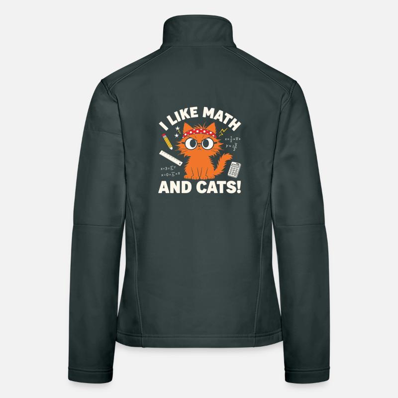 I Like Math and Cats Funny Teacher Cat Women's Softshell Jacket