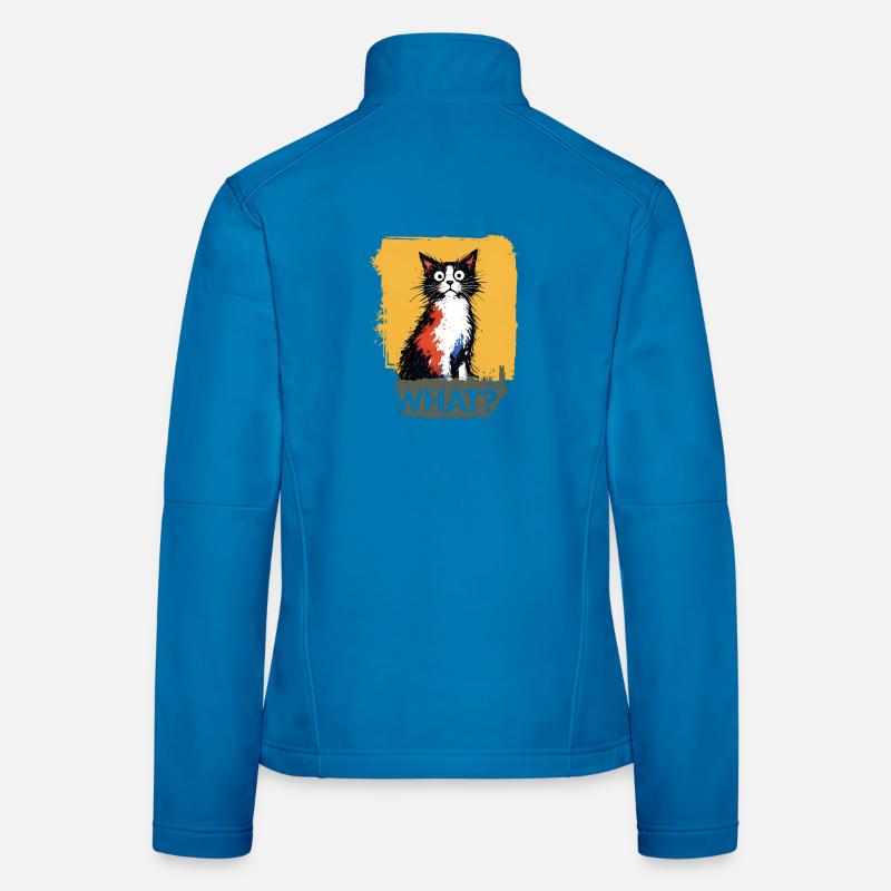 Bunte Katzenkunst mit WHAT Frauen Softshelljacke