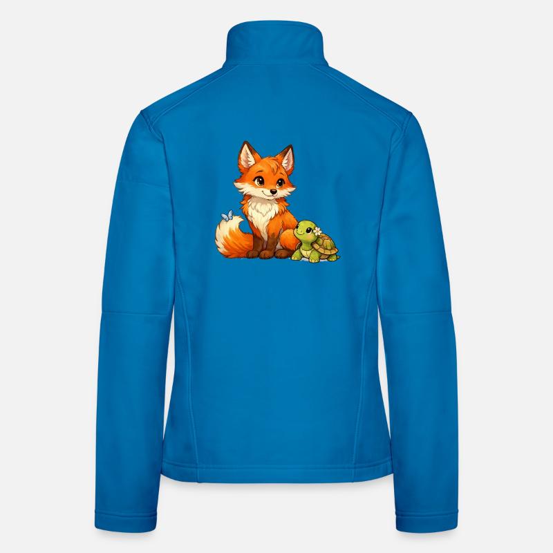 Fox and a cute turtle Women's Softshell Jacket