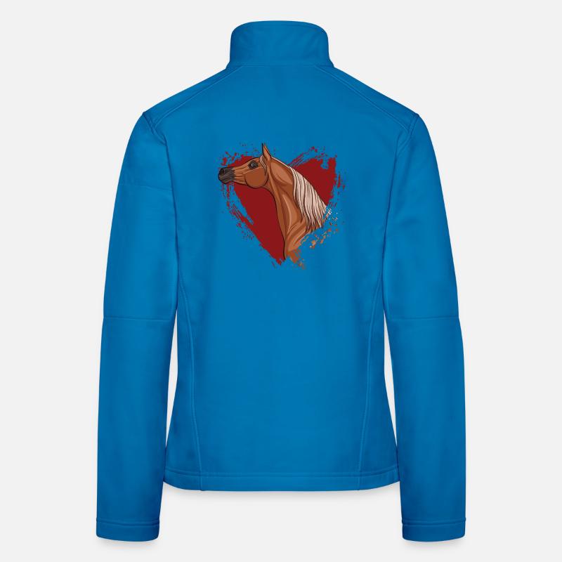 Der Kopf eines arabischen Pferdes und ein rotes Herz - Frauen Softshelljacke - Lichtblau
