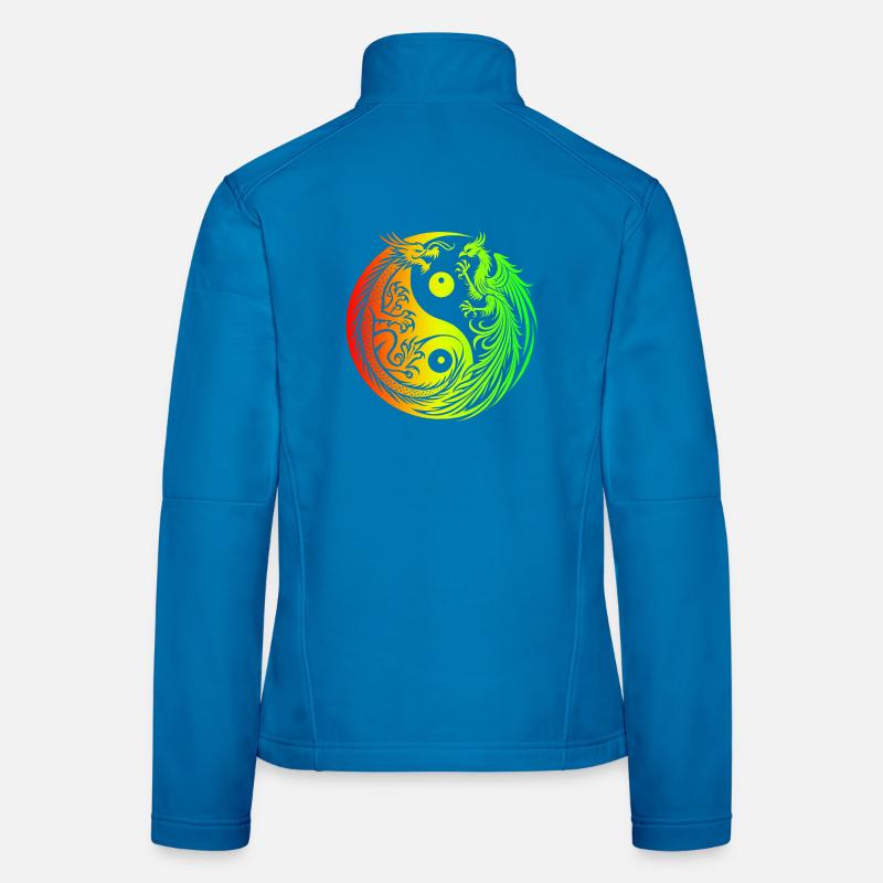 Yin Yang Dragon and Phoenix Women's Softshell Jacket