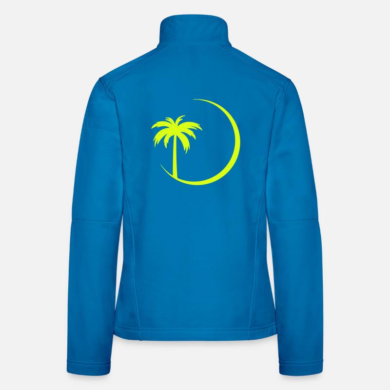 Neon palm tree in a circle Women's Softshell Jacket