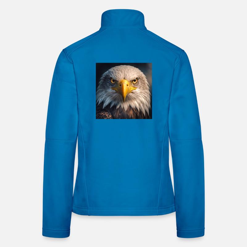 Eagle in close-up: Golden Gaze - Women's Softshell Jacket - light blue