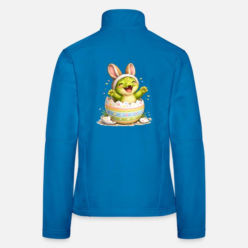 Baby Dinosaur with Bunny Ears in Easter Egg Women's Softshell Jacket