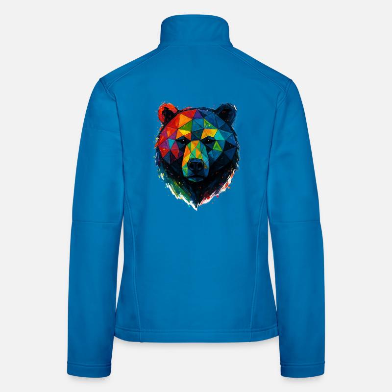Geometric Bear: Farbenfroher Low Poly-Stil Frauen Softshelljacke