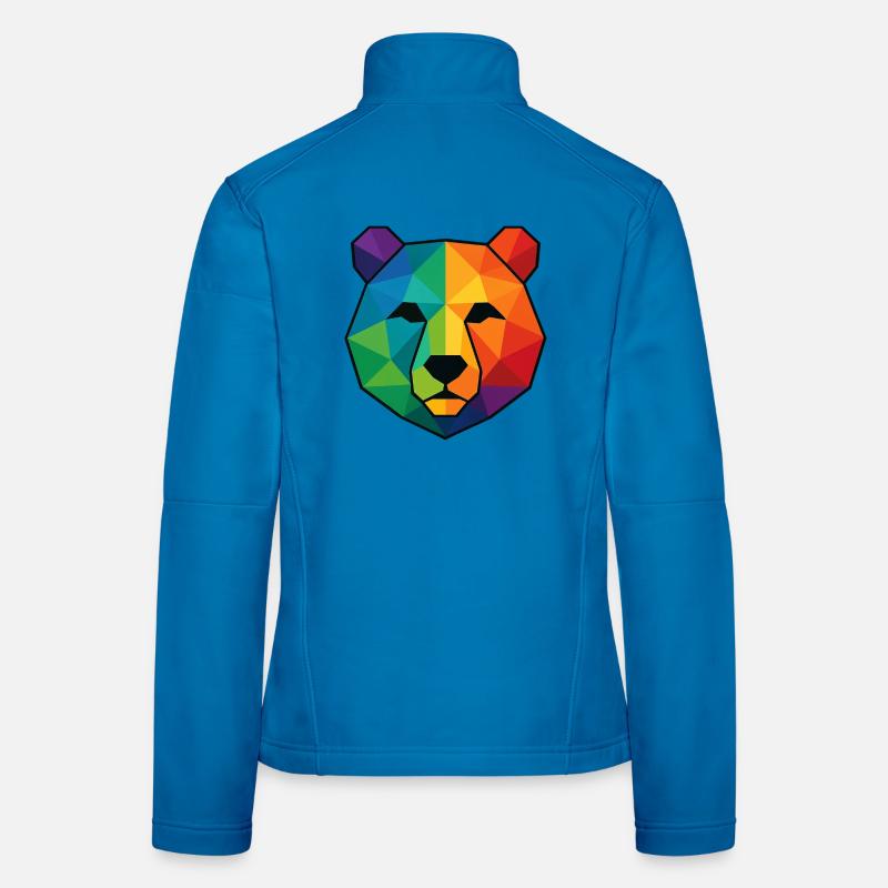 Bunte Pop-Art-Low-Poly-Bär Frauen Softshelljacke