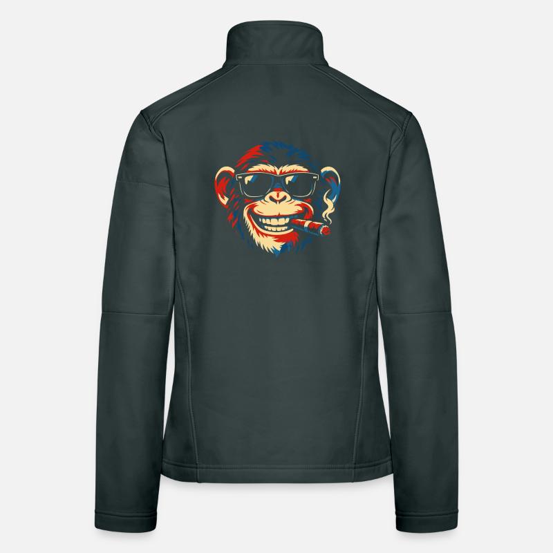 Cigar Sunglass Monkey Pop Art Women's Softshell Jacket