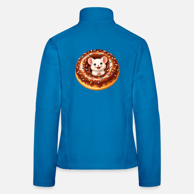 Cute Mouse in Donut Illustration Women's Softshell Jacket