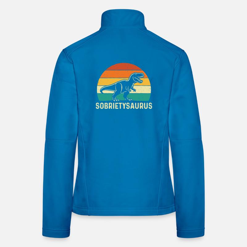 Sobrietysaurus Funny Sober Recovery AA NA Women's Softshell Jacket