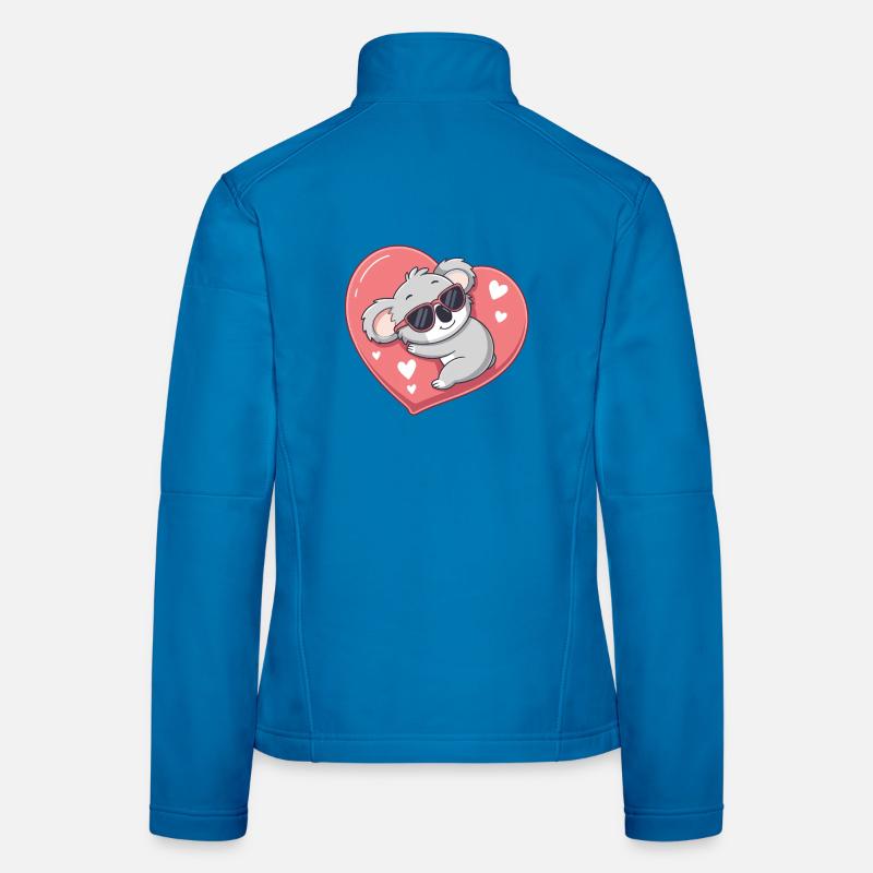 Solar Koala on Pink Heart Women's Softshell Jacket
