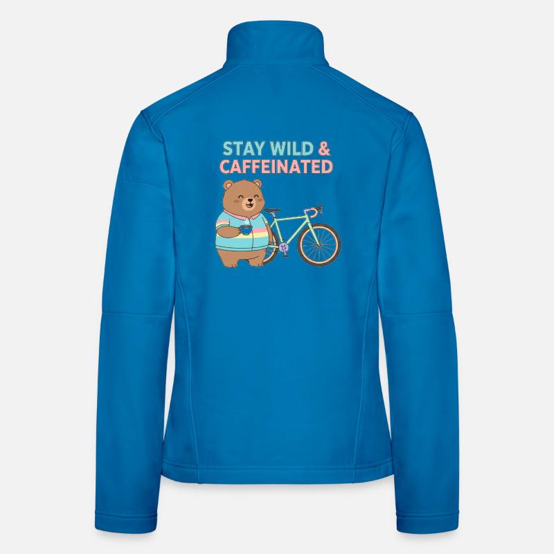 Stay Wild Caffeinated Bear Cycling Women's Softshell Jacket