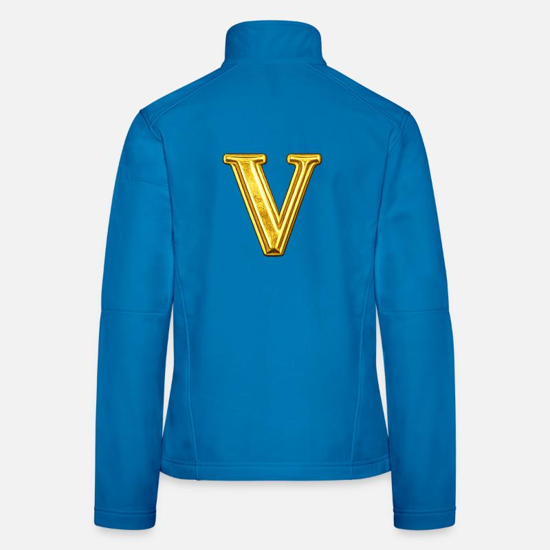 Goldenes V Monogramm - glänzend Frauen Softshelljacke
