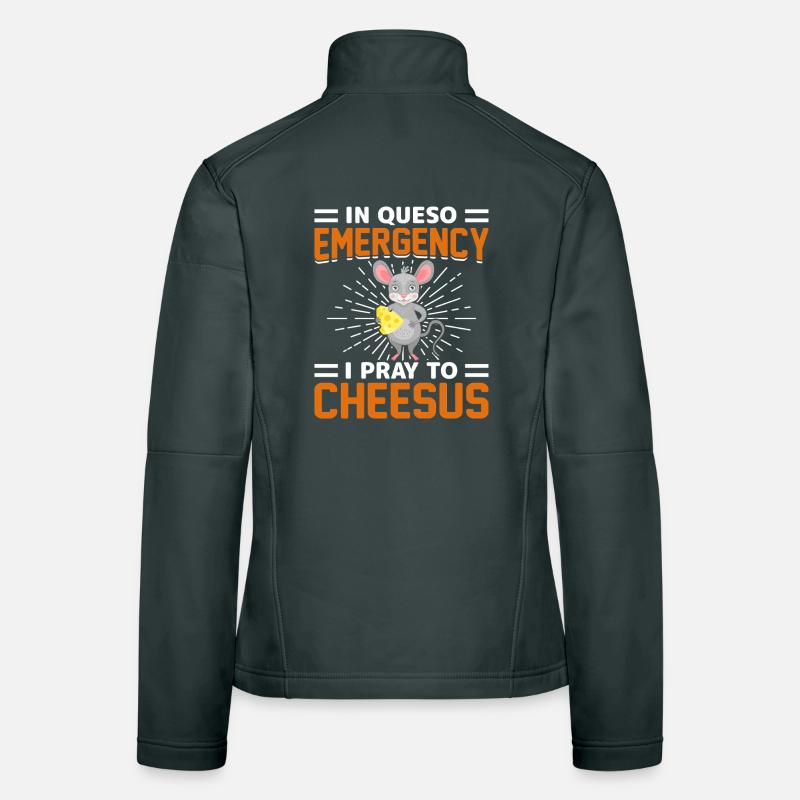 Dans Queso Emergency, je prie Cheesus Mouse Graphic Veste en tissu softshell Femme