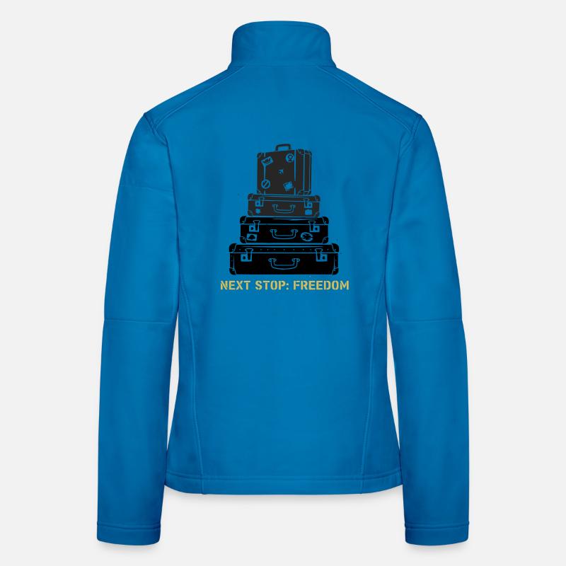 Suitcase Stack Freedom Saying Women's Softshell Jacket