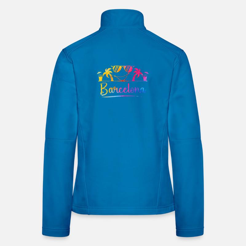 Coucher de soleil de palmier de Barcelona Beach Veste en tissu softshell Femme