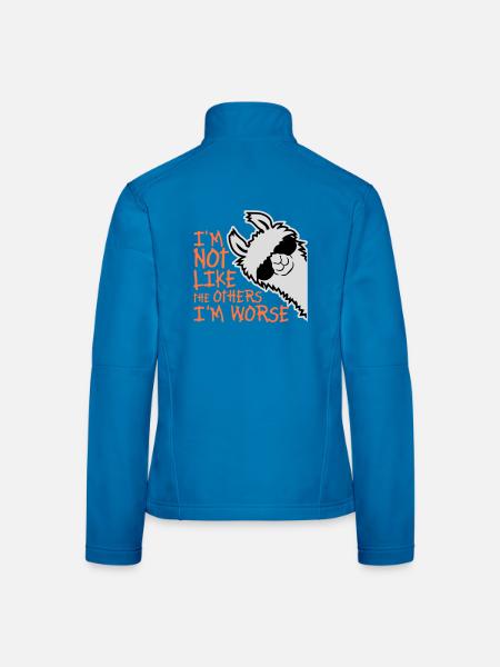 Lunettes de soleil Lama Pas Comme les Autres, Je suis Pire - Veste en tissu softshell Femme - bleu clair - Dos