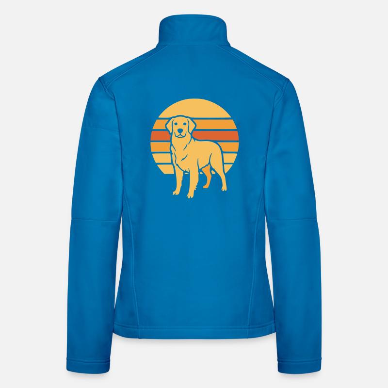 Hund Retro Sunset Flat Icon Frauen Softshelljacke