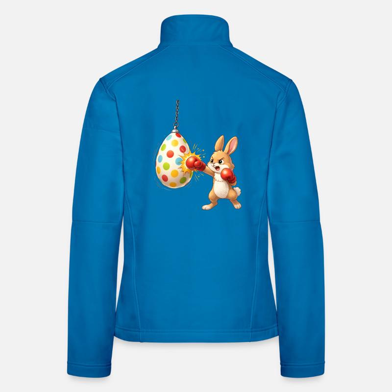 Boxing Easter Bunny with Easter Egg Punching Bag Women's Softshell Jacket