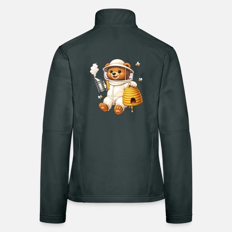 Beekeeper bear with beehive illustration Women's Softshell Jacket