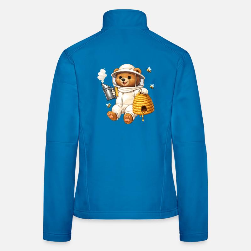 Beekeeper bear with beehive illustration Women's Softshell Jacket