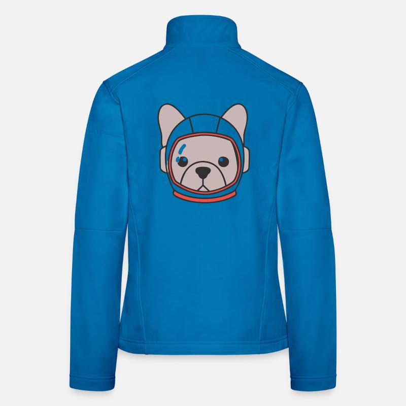 Frenchie Astronaut Helm Space Frauen Softshelljacke