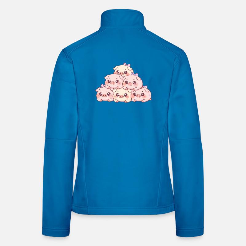 Kuschelige Schweinchen-Pyramide Frauen Softshelljacke