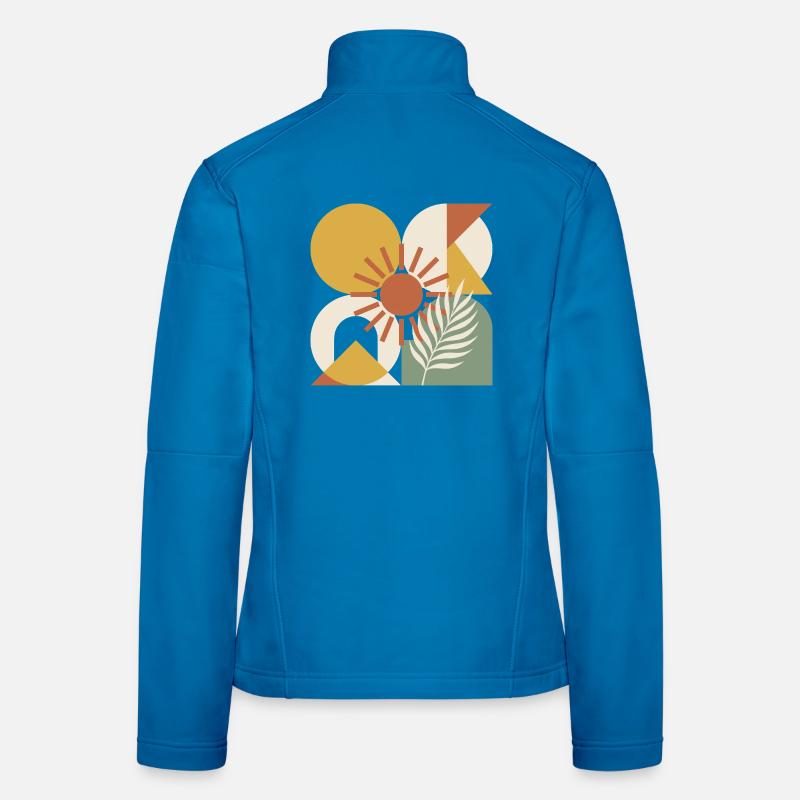 Boho-abstrakter geometrischer botanischer Sonnenstrahl Frauen Softshelljacke
