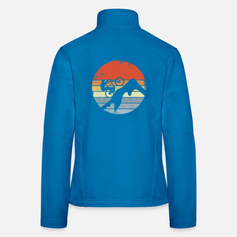 Vintage Mountain Biker Drawing Women's Softshell Jacket