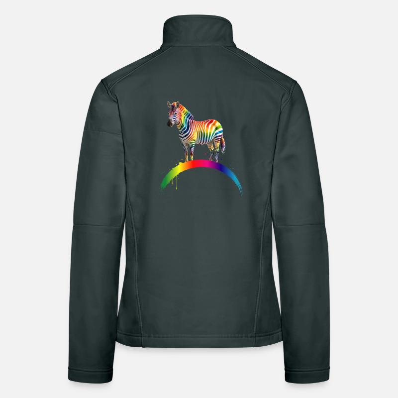 Rainbow Zebra Gradient Art Design Women's Softshell Jacket