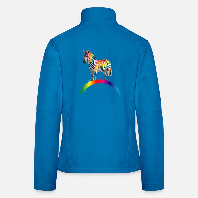 Rainbow Zebra Gradient Art Design Women's Softshell Jacket