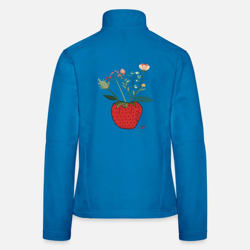 Erdbeere mit Blütenbouquet Frauen Softshelljacke