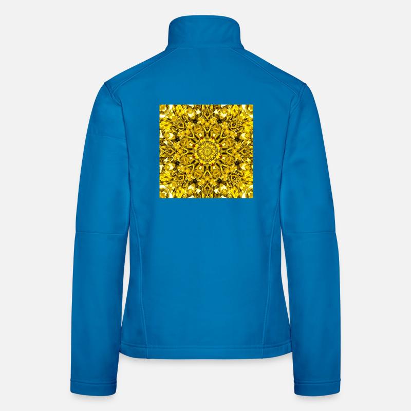 Yellow mandala radial pattern Women's Softshell Jacket
