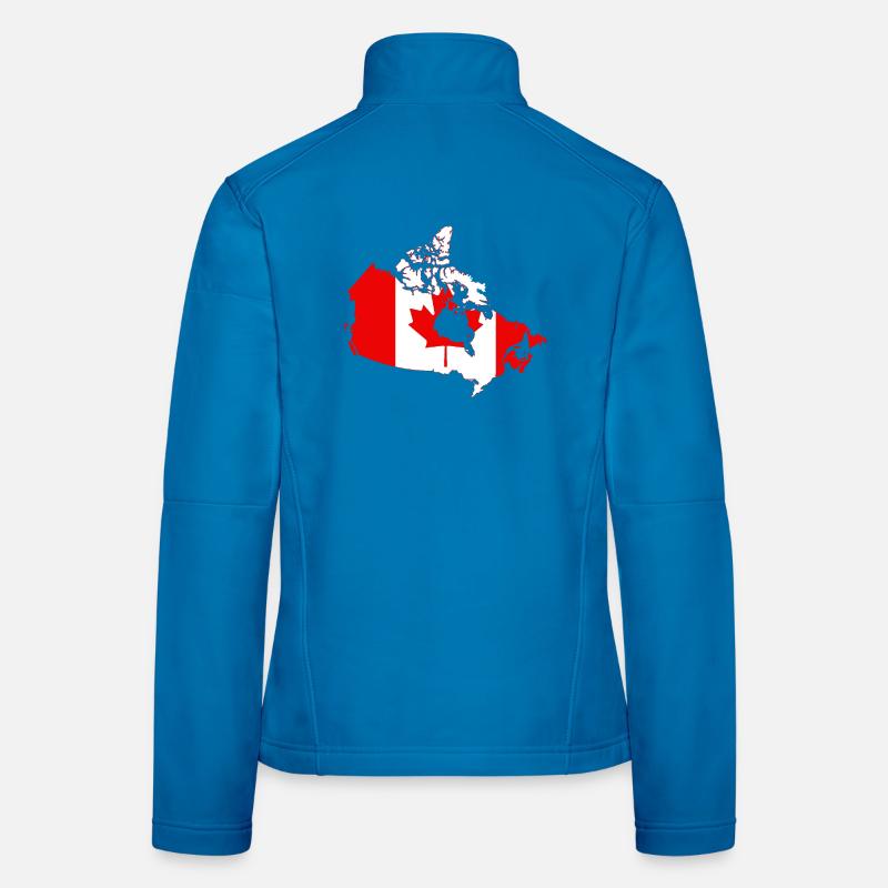 Silhouette de la carte du drapeau du Canada avec feuille d’érable Veste en tissu softshell Femme