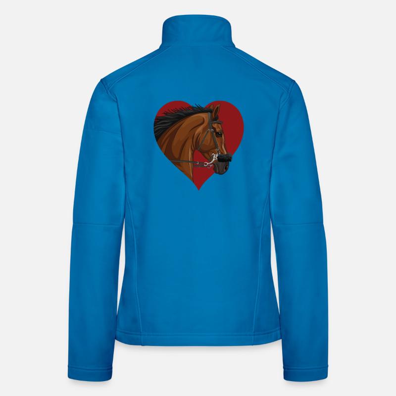 Der Kopf eines braunen Pferdes und ein Herz Frauen Softshelljacke