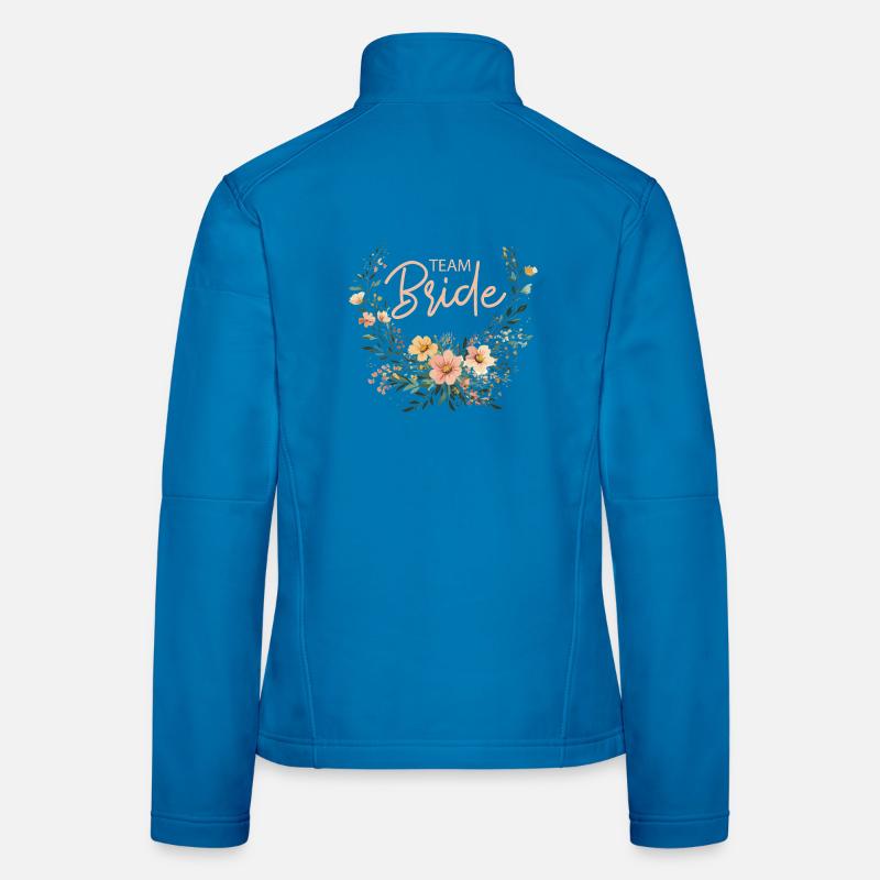 Team Bride! Boho Flower Bouquet, Personalizable Women's Softshell Jacket
