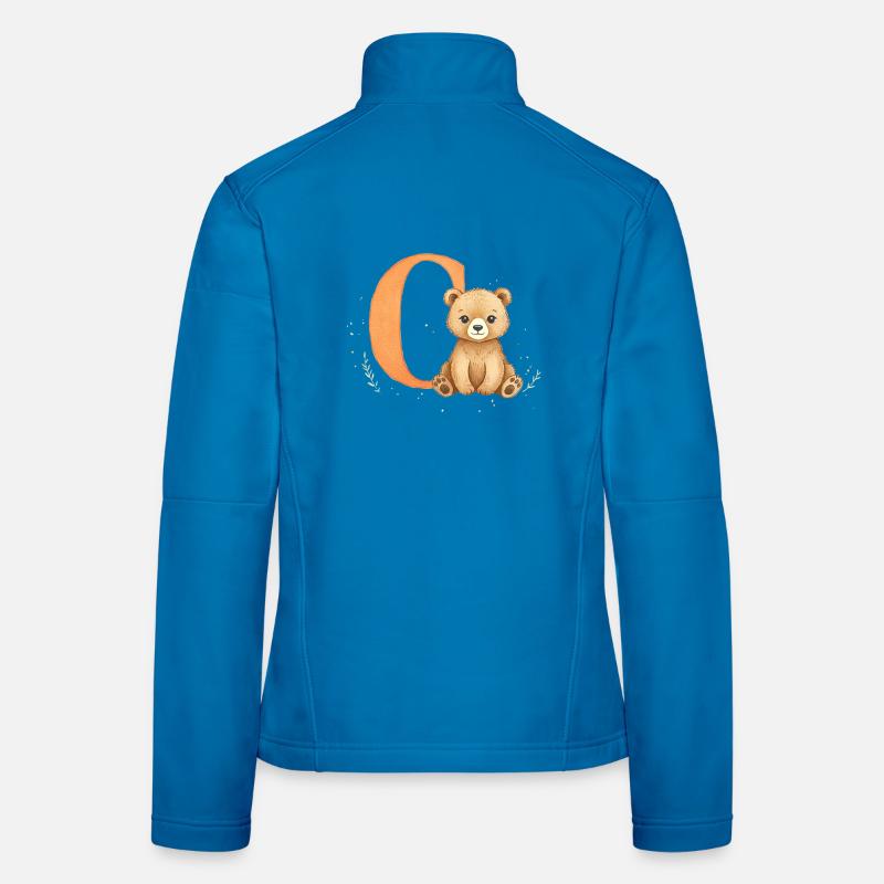 C Letter with Teddy Illustration Women's Softshell Jacket