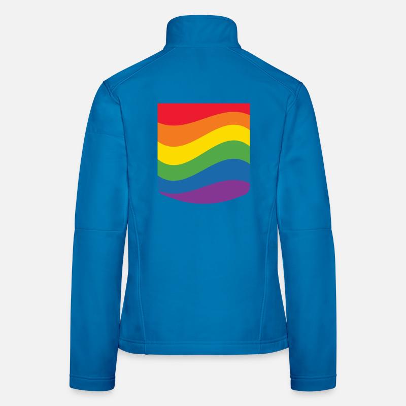 Drapeau de la fierté à vagues arc-en-ciel Minimal Design Veste en tissu softshell Femme