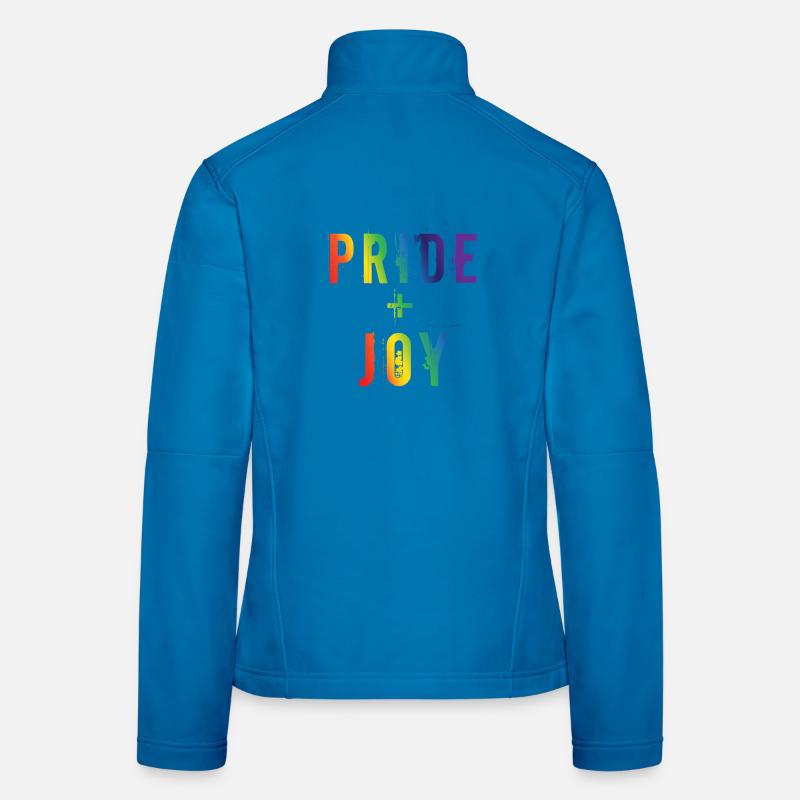 Conception typographique LGBTQ arc-en-ciel Pride Joy Veste en tissu softshell Femme
